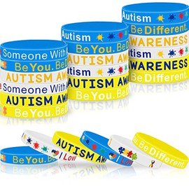 36 Packs Autism Awareness Wristbands Unisex Puzzle Pieces Silicone Bracelets Motivational Wristband Silicone with Inspirational Messages for Adult Woman Man Teens