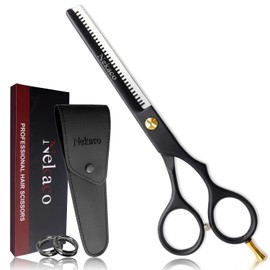 Tijeras profesionales de entresacar cabello 16,5 cm (6,5”), acero inoxidable alto carbono, 30 dientes, tijeras texturizadoras para barbería, salón y uso doméstico.(Negro 6.5)