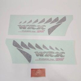 Subaru Genuine OEM GC8 Subaru WRX Tuned By STi Side Decal Door Sticker Set L & R Pink