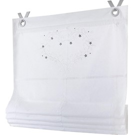 Roman Blind with Eyelets Svea White Country House Heart Romantic 100 x 140 cm