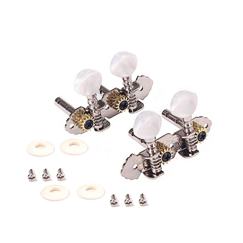 Alnicov 2R2L Tuning Pegs for Ukulele 4 String Guitar Chrome