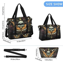 Travel Duffel Tote Bag Mysterious Skull Sports Duffel Bag with Wet Pocket Weekender Overnight Bag for Women Men Gym Bag, Carry On Bag Hospital Bag for Labor and Delivery