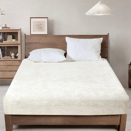 PHF Truly Velvet Fitted Sheet Only King Size, Luxury Super Soft Cozy Comfy Fleece Bottom with 15" Deep Pocket, Suitable for Fall Winter and Spring, No Pillowcases, Snow White