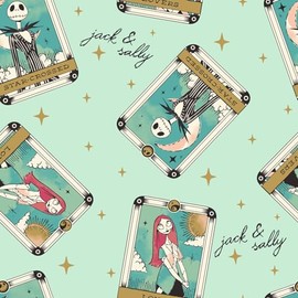 The Night Before Christmas Jack Skellington NBX Baby Childrens Mint Green Cotton Fabric by The Yard