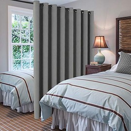 H.VERSAILTEX Patio Door Curtain, Heavy-Duty Room Darkening Sliding Door Drape Room Divider Curtain Screen Partitions, Curtains for Bedroom 84 Inches Long (1 Panel, 8.5ft Wide by 7ft Long, Dove Gray)