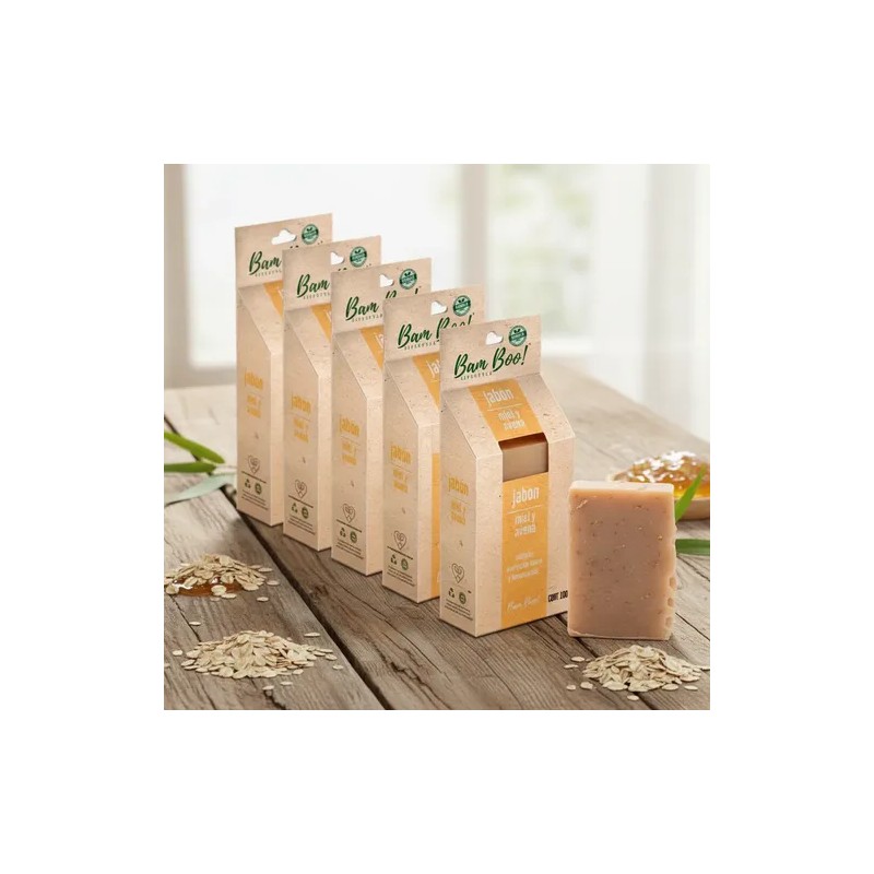 5 Pack Jabón Artesanal Natural Miel Avena 100 G Bam
