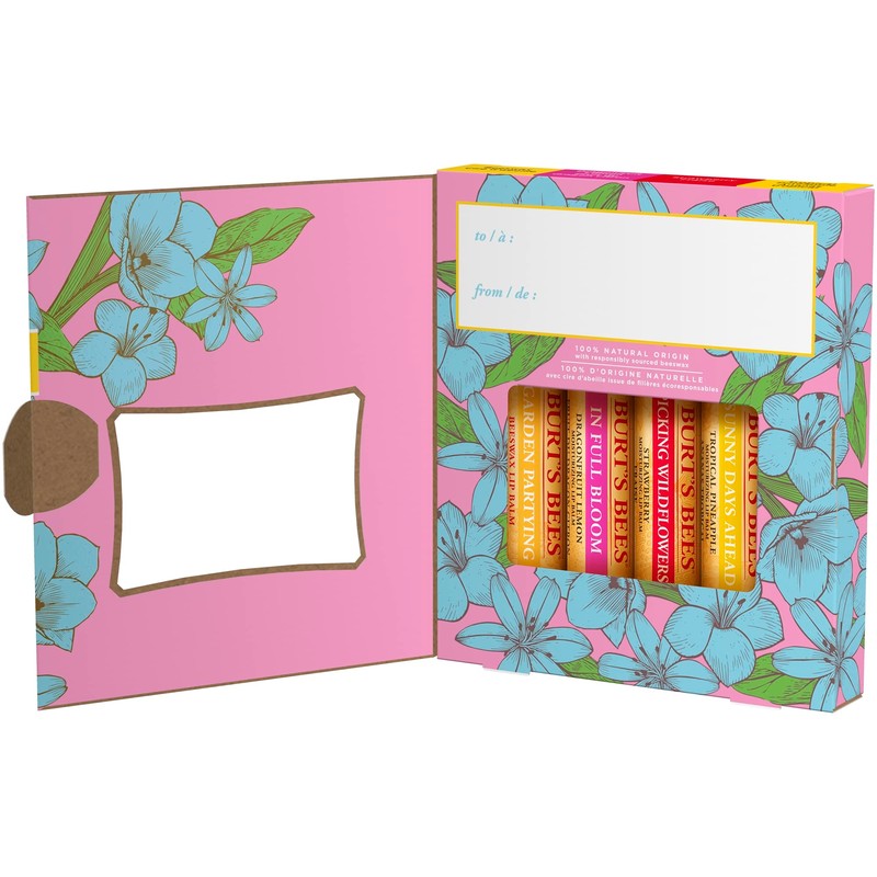 Burt's Bees Lip Balm Gift Set, Beeswax, Strawberry, Tropical Pineapple,