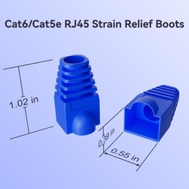 CableGeeker 100-Pack Cat6 / Cat5e RJ45 Strain Relief Boots, RJ45 Boot, Cat 6 Boot, Cat6 Ethernet Boots, Suitable for 6.5mm(0.26in) Ethernet Cables (Round-Press Transparent)