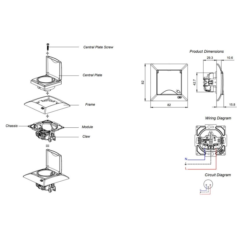 Flush-Mounted Socket, Cover, Plug-In Terminal, All-in-One, Series G1 Pure White