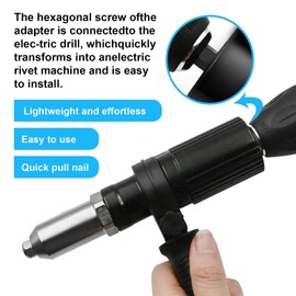 Electric Rivet Gun Binghe Electric Riveting Pliers Adapter Electric Rivet Pliers Rivet Attachment Rivet Gun Adapter Rivet Attachment for Cordless Screwdriver for Smaller Rivets