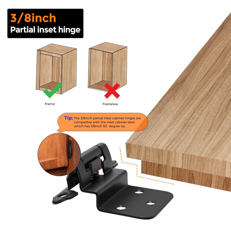 Ravinte 50Pack 25Pairs 3/8inch Inset Cabinet Door Hinges Kitchen Cabinet