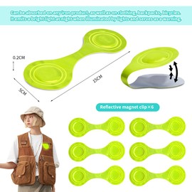 Pack of 6 Magnetic Reflectors, Reflectors Children, Reflective Lapel Magnets, Reflector Clips Pendant, Safety Reflector for Backpack, Jacket, Clothing, Pram, Jogging, Bicycle (Green)