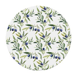 artslion Outdoor Round Tablecloth with Elastic Band 44In-110cm Elastic Garden Tablecloth with Olive Pattern Fits 38"-42" Wide Tables