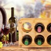 Relaxdays Bamboo Wine Rack, 6 Bottles, Wine Stand for Kitchen,