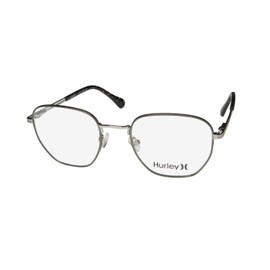 Hurley Hmo118 Laguna Full-Rim Durable Metal Contemporary Eyeglass Frame/Glasses [52-21-140, semi matte gunmetal/shiny silver]