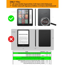 WALNEW Hülle für 7" Kindle Paperwhite 12. Generation 2024 und Kindle Colorsoft Signature Edition, klare weiche TPU-Rückenschutzhülle für den 2024 Kindle Paperwhite