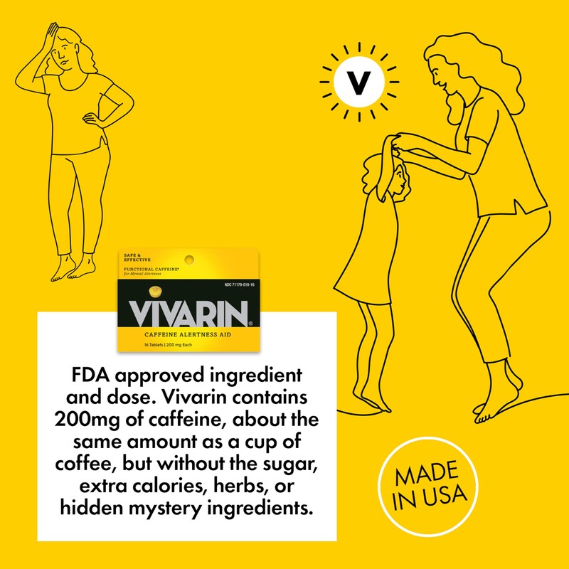 Vivarin, Caffeine Pills, 200mg Caffeine per Dose, Safely and Effectively