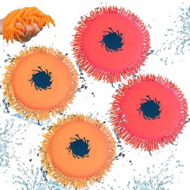 Pack of 4 Water Frisbees, Water Frisbee Splash, Reusable Water Bombs, Throwing Disc Water Toy, Sensory Stress Relief Pool Toy for Children, Summer Party Bag Filler for Boys and Girls
