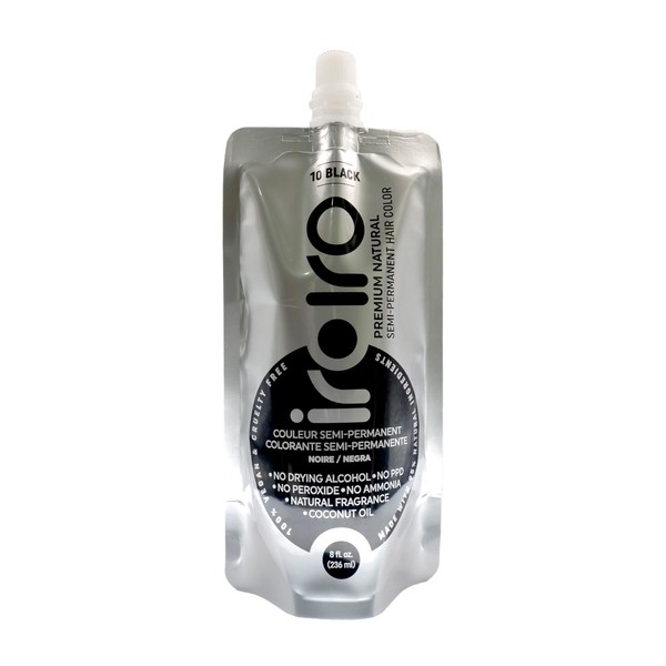 IROIRO Premium Natural Semi-Permanent Hair Color 10 Black (8oz)