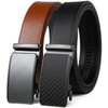 2 Pack Ratchet Belt 1 3/8", Leather Dress Belt with