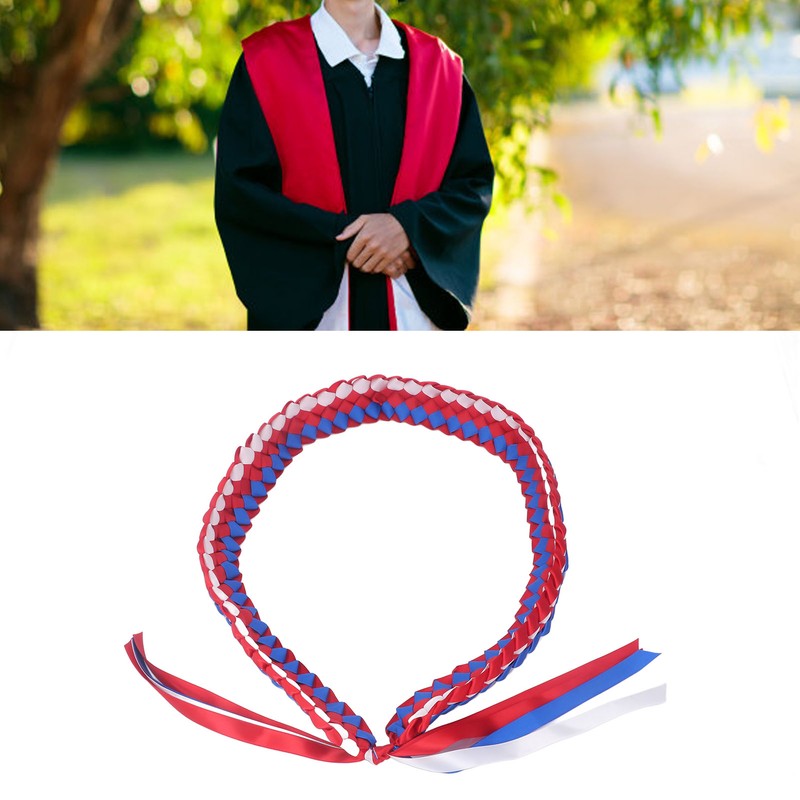 120CM Graduation Ribbon Lei Adjustable Handmade 4 Strands Braided Necklace