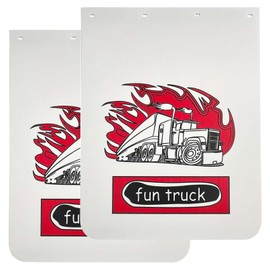 BST BSSP 2PCS Universal 24"x30" Mudflaps, White Straight Splash Guard Mudflap for Semi Trucks Tractor Trailer,Heavy Duty Polymer Material