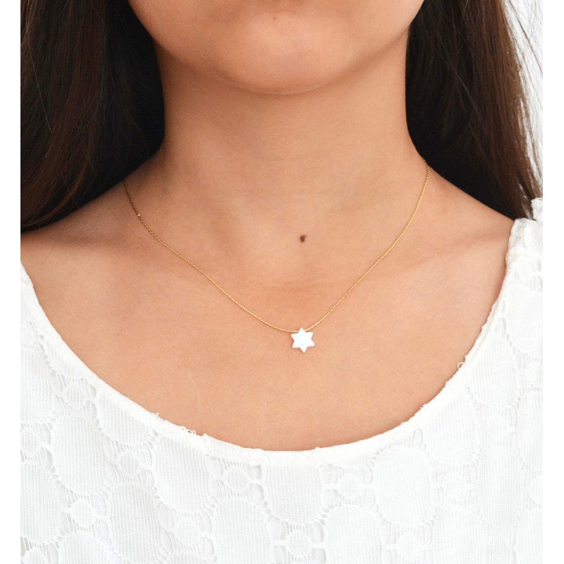 White Opal Star Necklace 14k Gold Filled Necklace Opal Star