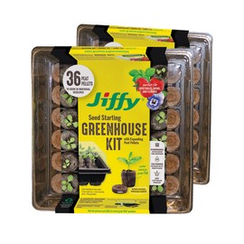 Jiffy Seed Starting Tray Kit, 36 Cell 36mm Peat Pellets with Bonus - 2 Pack, 72 Pellets Total