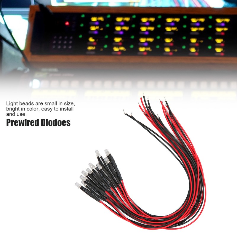 50Pcs LED Lights Emitting Diodes Pre Wired Prewired Round Head