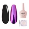 Imtiti Chrome Nail Powder with Black Gel Nail Polish Kit,