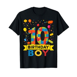 10 Year Old Building Blocks 10th Birthday Boy T-Shirt