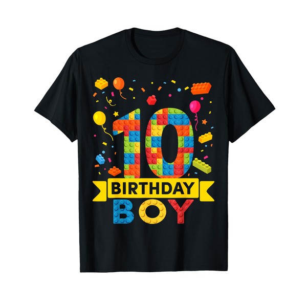 10 Year Old Building Blocks 10th Birthday Boy T-Shirt