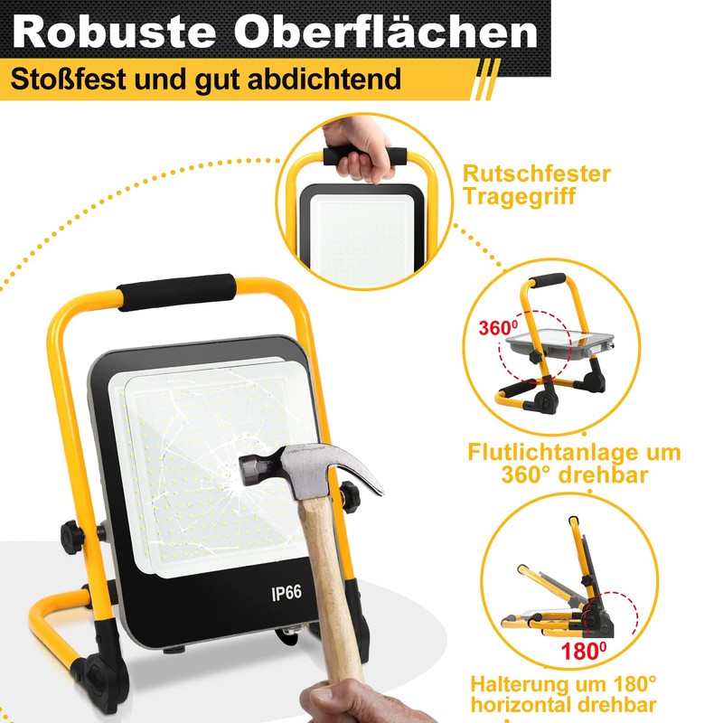 Joparri LED Construction Spotlight, 50 W 5100 LM Work Light,