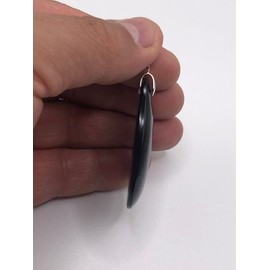 Generico 1.5 In black Obsidian oval pendant Necklace scrying polished Black mirror handmade Healing Crystal stone Amulet Spiritual Mexican craft Teotihuacan decor souvenir