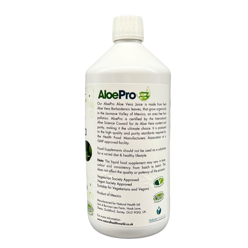 AloePro Aloe Vera Juice - Pure BioActive Aloe Vera, Vegan,