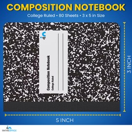 1InTheOffice Mini Composition Notebooks, Composition Notebook Sewn, Notebook Marble Hard Cover, 3x5 Sewn, 80 Sheets, Assorted Colors, 4 Pack