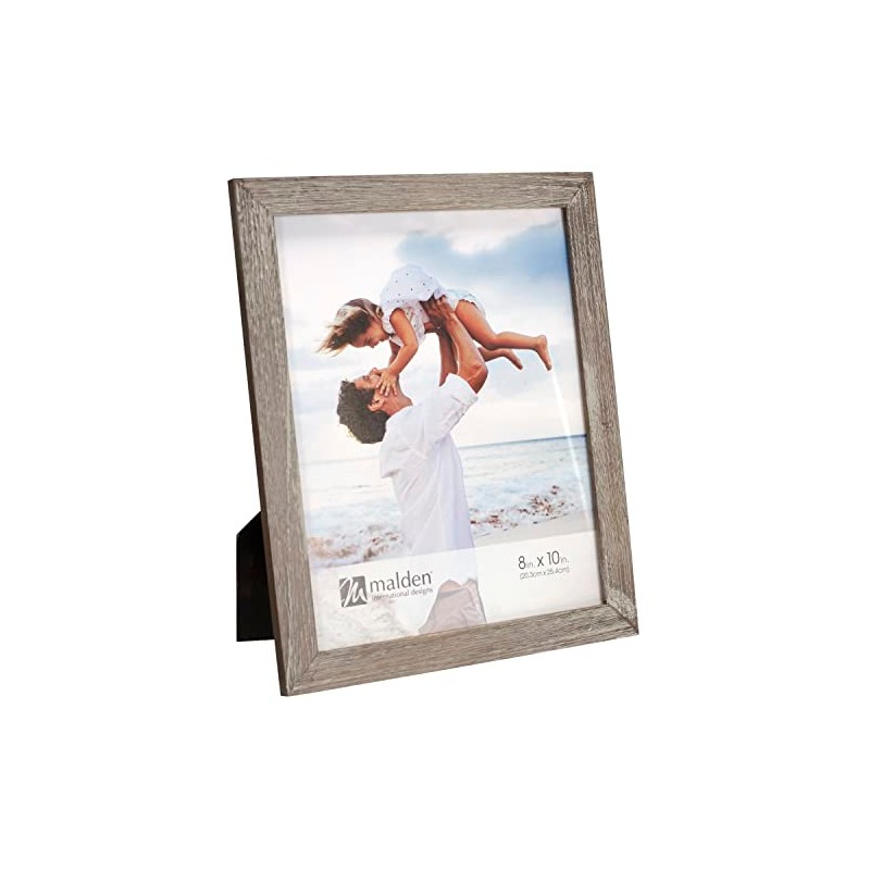 Malden International Designs 8x10 Gray Distressed Linear Picture Frame