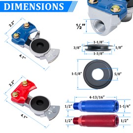 YiaChuii Gladhands with Handles, 1 Set Aluminum Emergency Glad Hand Extension Handles for Semi Trucks Trailers Freightliners Air Line 2 Seals 1 PTFE Tape