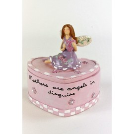 FSL- Mother Trinket Box Guardian Angel Heart shaped Jewel Box - Mothers are Angels in Disguise