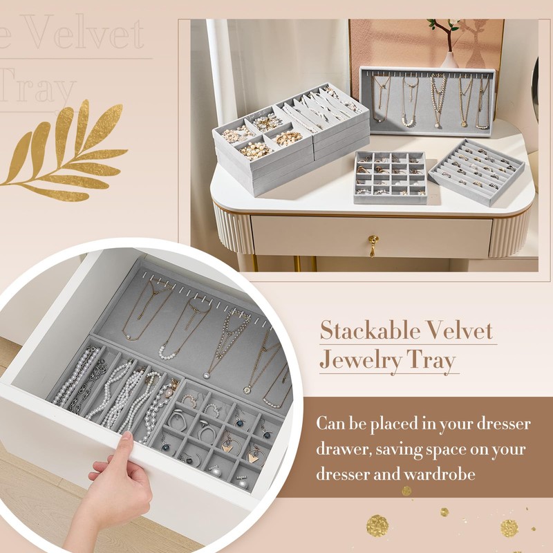 Cinnvoice Set of 10 Stackable Jewelry Organizer Trays for Drawer