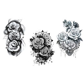 3 Blätter Temporäres Blumen Tattoo Rose Tattoo Fake Tattoo Rosette3