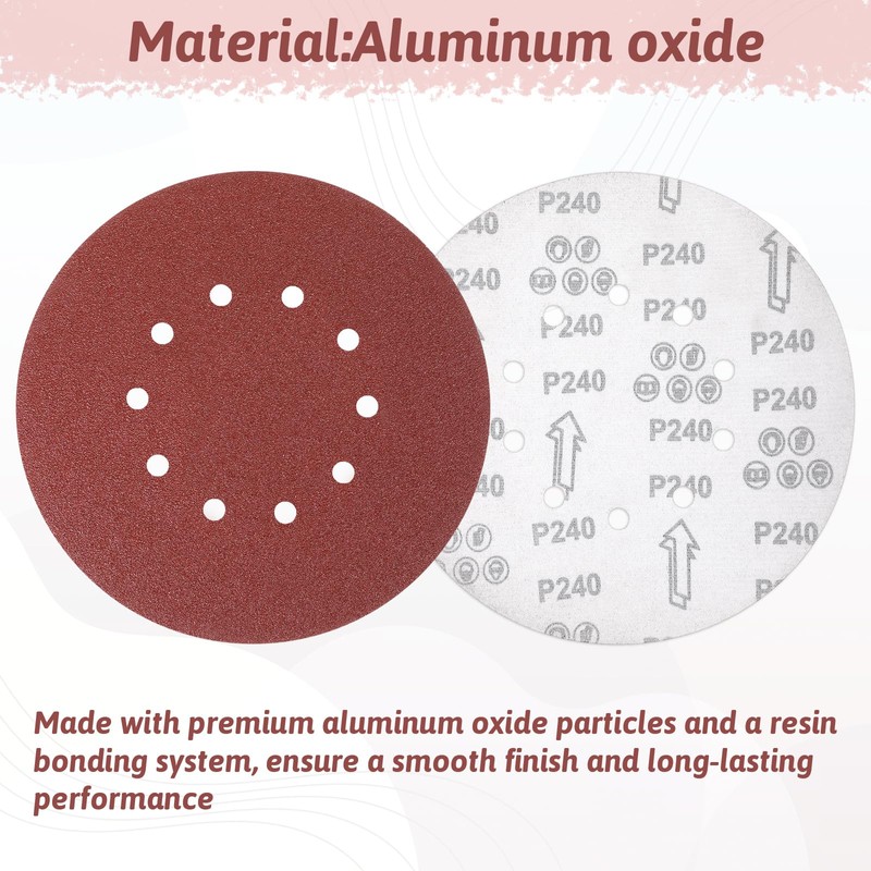 50 Pcs 9-Inch 10-Hole Drywall Sanding Discs Set, 10 Each
