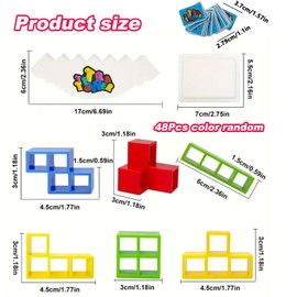 48 Pieces Tetra Tower Game, Tetris Balance Tower Game, Stacking Game Magnetic Building Blocks for Children, Tetris Game Stacking Blocks, Balancing Games Building Puzzle Toy, Family Birthday Games