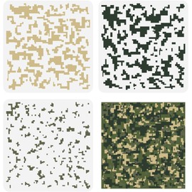 FINGERINSPIRE 3PCS Camo Stencils 11.8x11.8inch Reusable Painting Templates Camouflage Pattern Stencils Tiger Stripe Leopard Templates Square Stencils Large Stencil Sets for Fabric Wood Decor