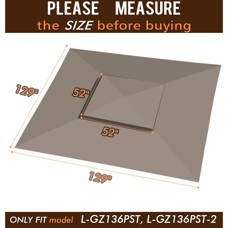 Ontheway Winds Replacement Canopy for Target Madaga Gazebo (Dark Khaki)