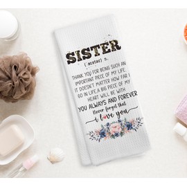 NOQL Sister Kitchen Towels and Dishcloths, Gifts for Sister, Sisters Gifts from Sister, Sister, Best Sister Hand Towels Tea Towels for Bathroom Kitchen, 16×24 Inches