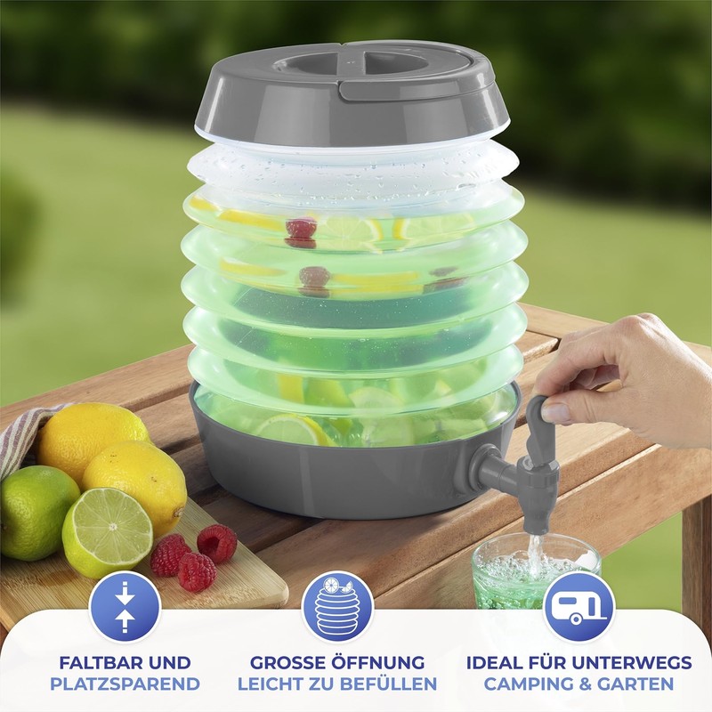 Maximex Foldable Drinks Dispenser, Large Drinks Barrel with Practical Tap,