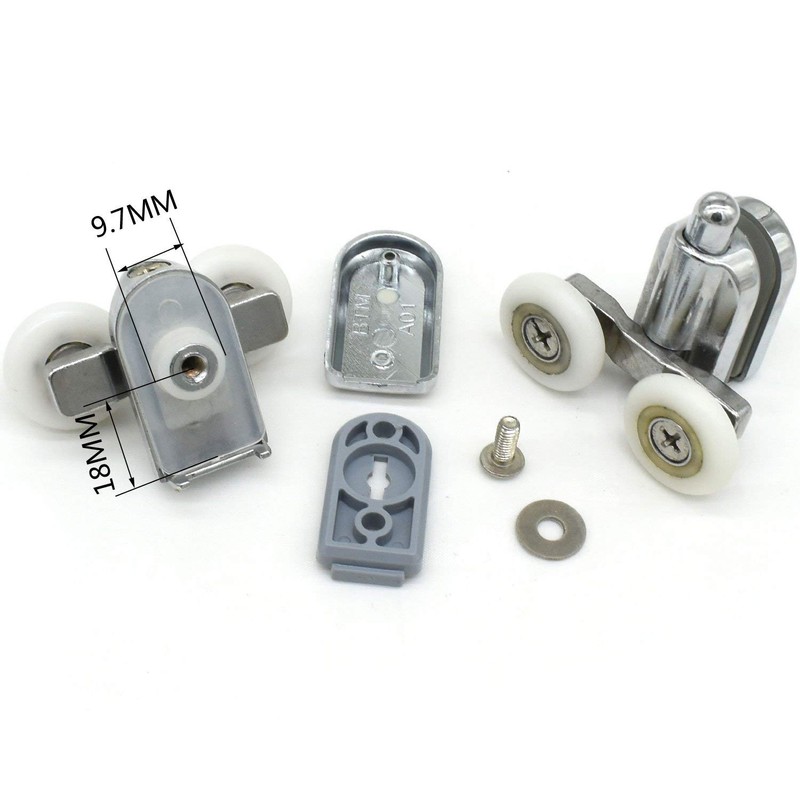 Shower Door Fixing Pulleys in Chrome - Top & Bottom