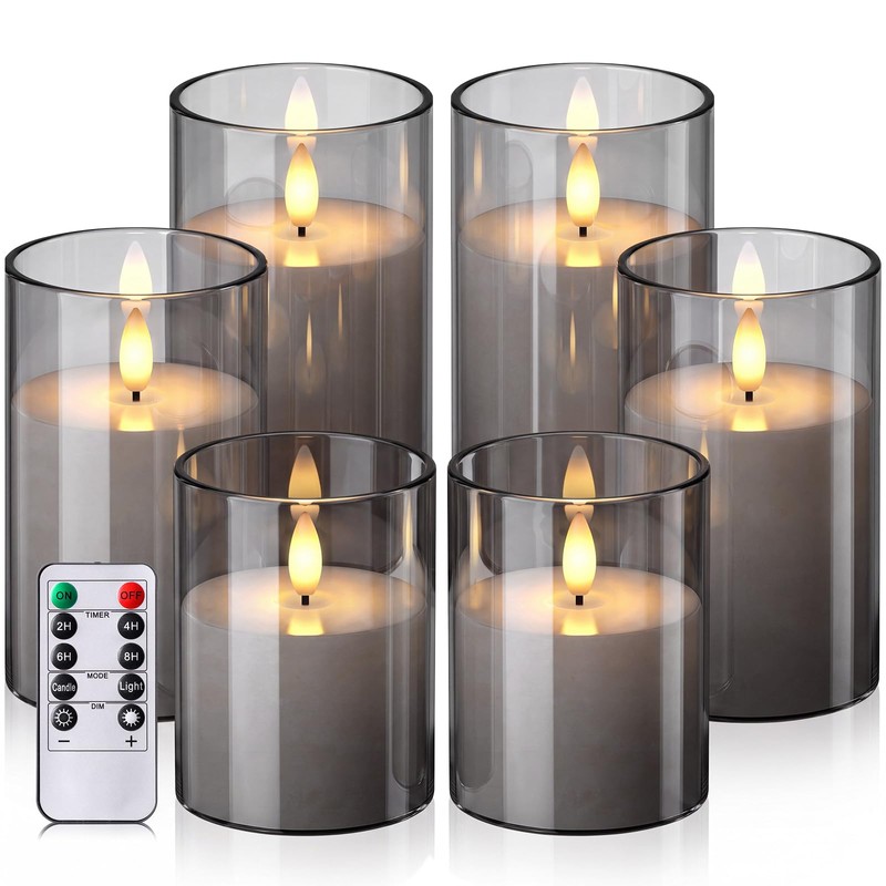 Retisee 6 Pcs Fall Flickering Flameless Candles, Acrylic Battery Operated