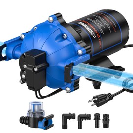 CrestWave 110V Water Pressure Booster Pump, 7GPM 70PSI, 5-Chamber Diaphragm Pump with Quick Connect Ports, Self-Priming Water Pump with Pressure Switch & Strainer for RV, Domestic, Irrigation, Marine